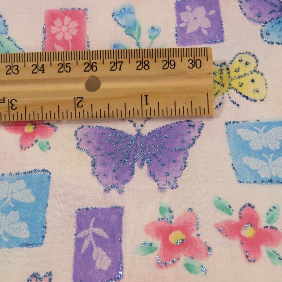 Fabric SPRING FLING GLITTERED 100% cotton Butterflies 8.5 yards 45" wide - Picture 9 of 9
